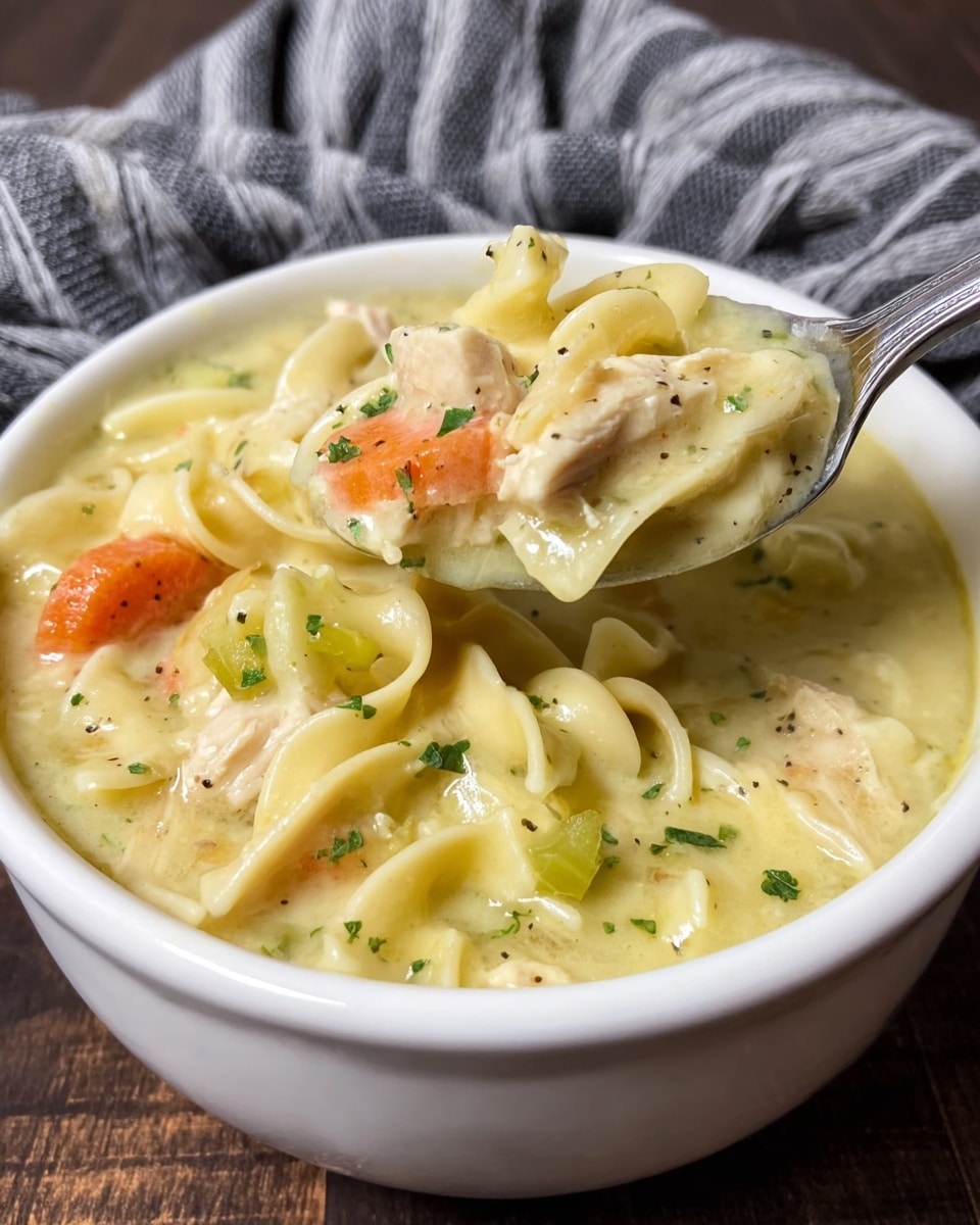 Creamy Chicken and Egg Noodle Soup Recipe - Recipe Image
