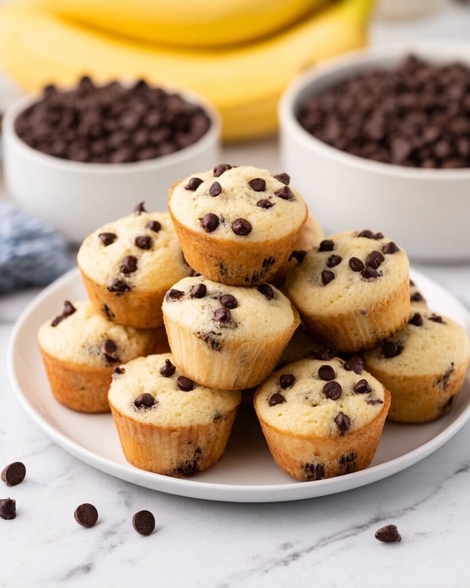 A close-up view of several small, round muffins stacked together on a white marbled surface, each muffin light golden brown with a soft and fluffy texture. The muffins are scattered with dark chocolate chips, some melting slightly, visible on the top and inside where one muffin has a bite taken out, showing moist, light crumb embedded with more chocolate chips. The colors range from pale yellow on the inside to golden brown on the outside with rich dark brown chocolate chips as contrast. Photo taken with an iphone --ar 4:5 --v 7