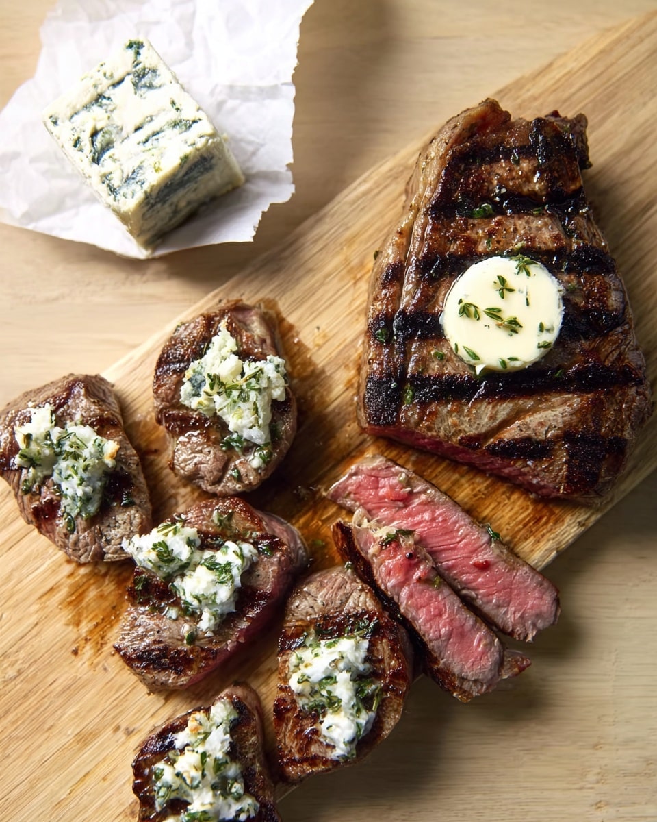 Grilled New York Strip Steaks with Herb Compound Butter Recipe - Recipe Image