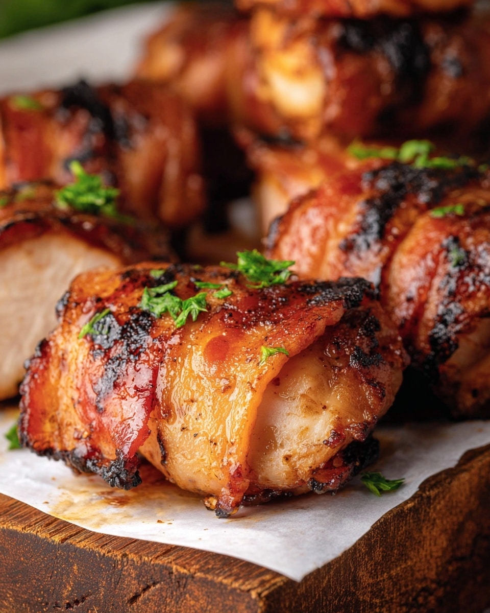A close-up of a thick grilled chicken piece with a golden-brown outer layer and white inside rests on a wooden board lined with parchment paper, showing char marks and a slight glaze. A silver fork pierces the chicken, lifting a smaller slice with crispy edges and a sprinkle of green herbs. Next to the chicken, there is a clear glass cup filled with smooth, dark reddish-brown barbecue sauce with swirls on its surface. The background has a white marbled texture. Photo taken with an iphone --ar 4:5 --v 7