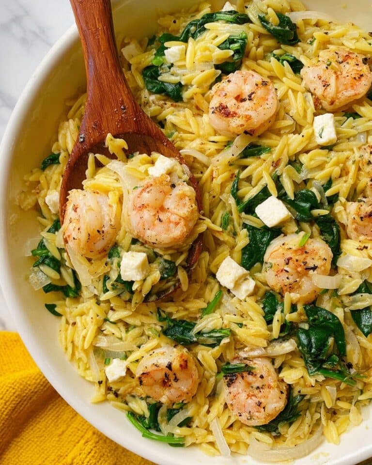 Lemon Orzo with Shrimp, Feta & Spinach Recipe