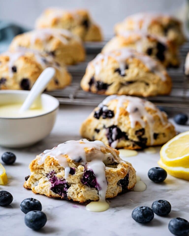 Blueberry Lemon Biscuits with Turbinado Sugar and Lemon Glaze Recipe