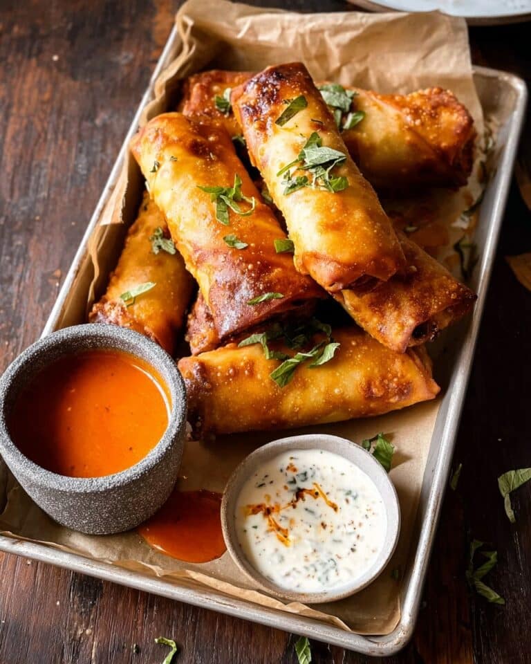 Baked Buffalo Chicken Egg Rolls with Cilantro Lime Ranch Recipe
