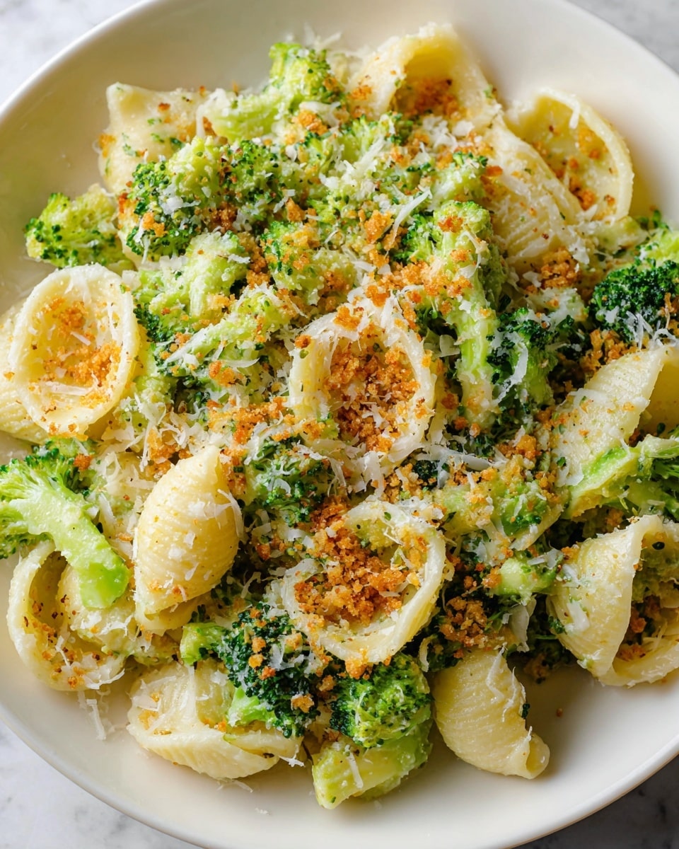 A white bowl filled with a mix of small, pale yellow orecchiette pasta and bright green broccoli florets. The pasta pieces have a smooth, slightly shiny texture and are shaped like little ears, scattered evenly throughout the dish. The broccoli is cut into small, bite-sized pieces with a fresh, slightly rough texture. The whole dish is lightly sprinkled with fine, white grated cheese, adding a slight texture contrast on top. The bowl rests on a white marbled surface. Photo taken with an iphone --ar 4:5 --v 7