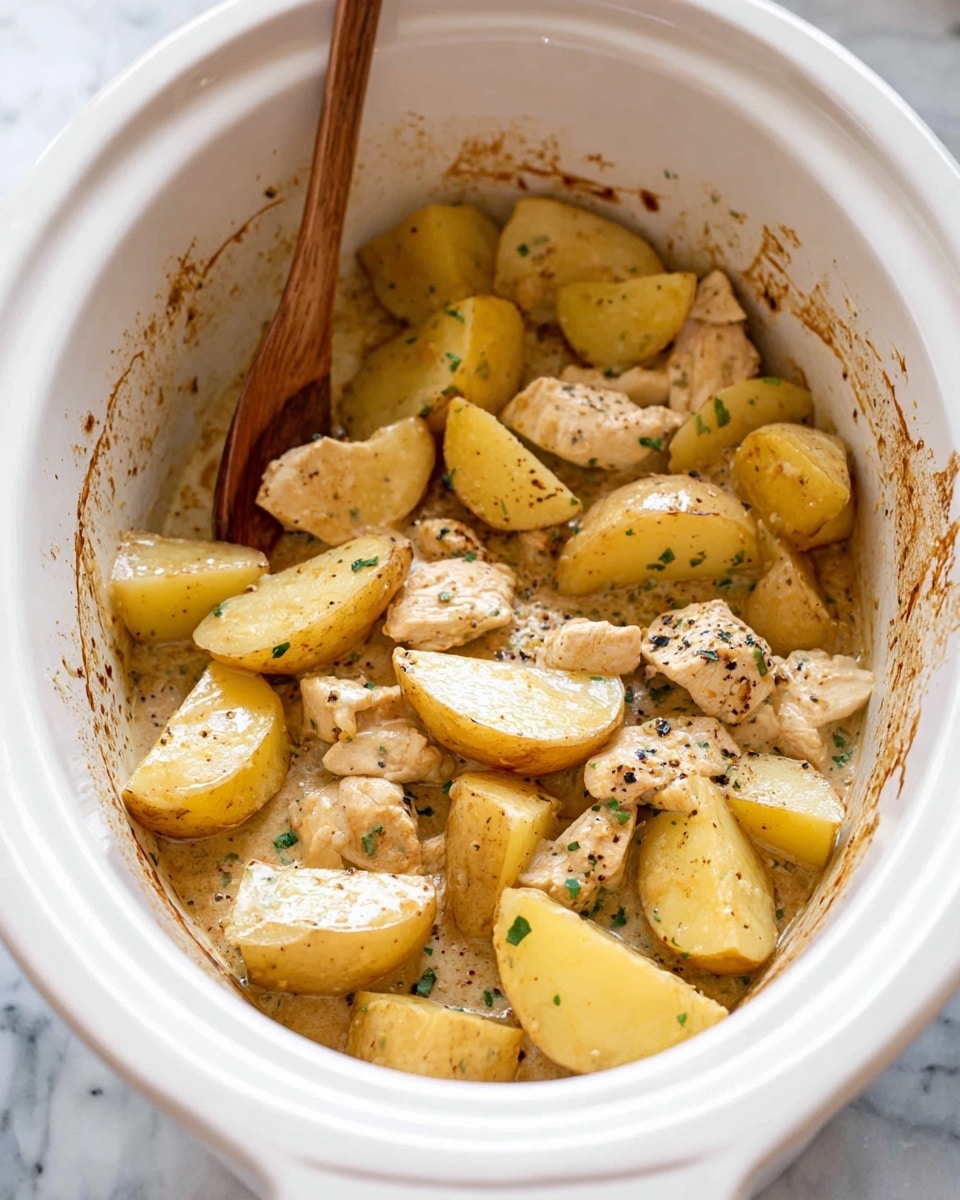 Slow Cooker Parmesan Garlic Chicken and Potatoes Recipe - Recipe Image
