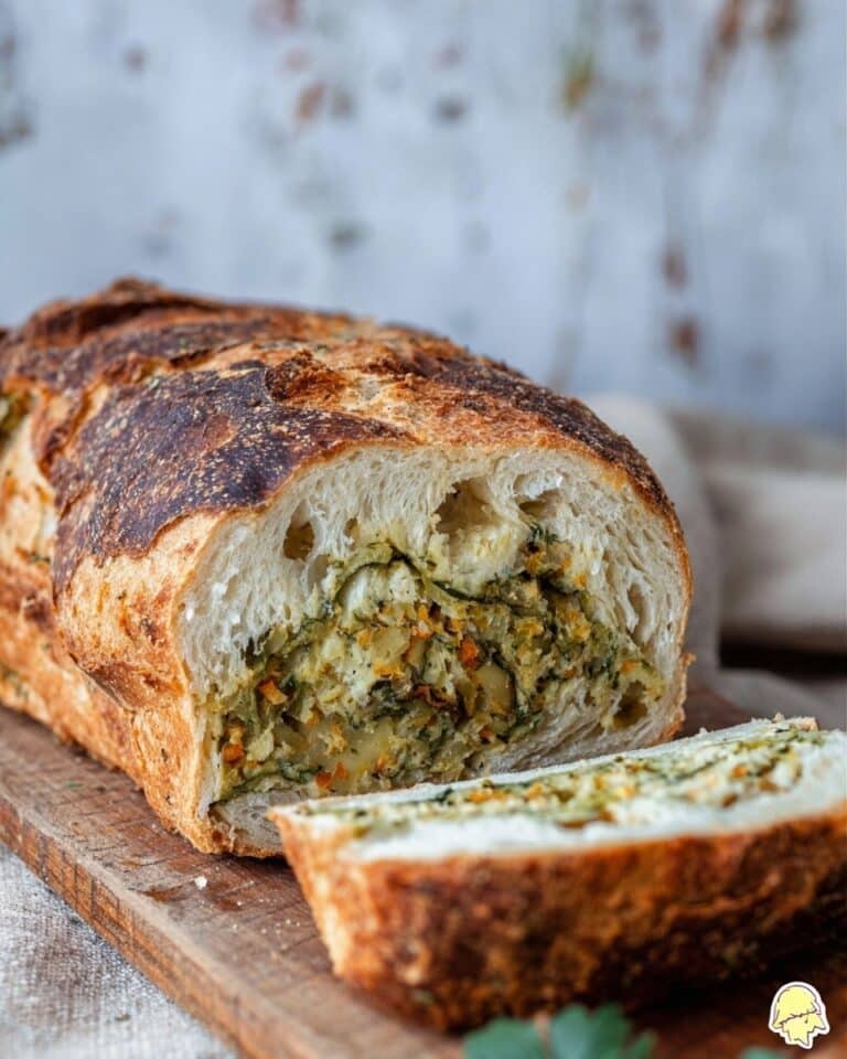 Grilled Fall Vegetable Bread Boat with Pumpkin Seed Pesto Recipe