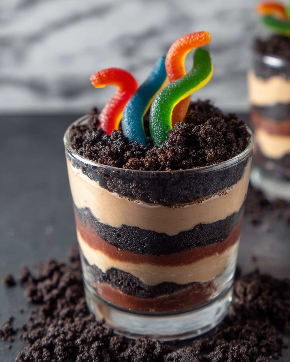 Dirt Pudding Cups with Gummy Worms Recipe - Recipe Image