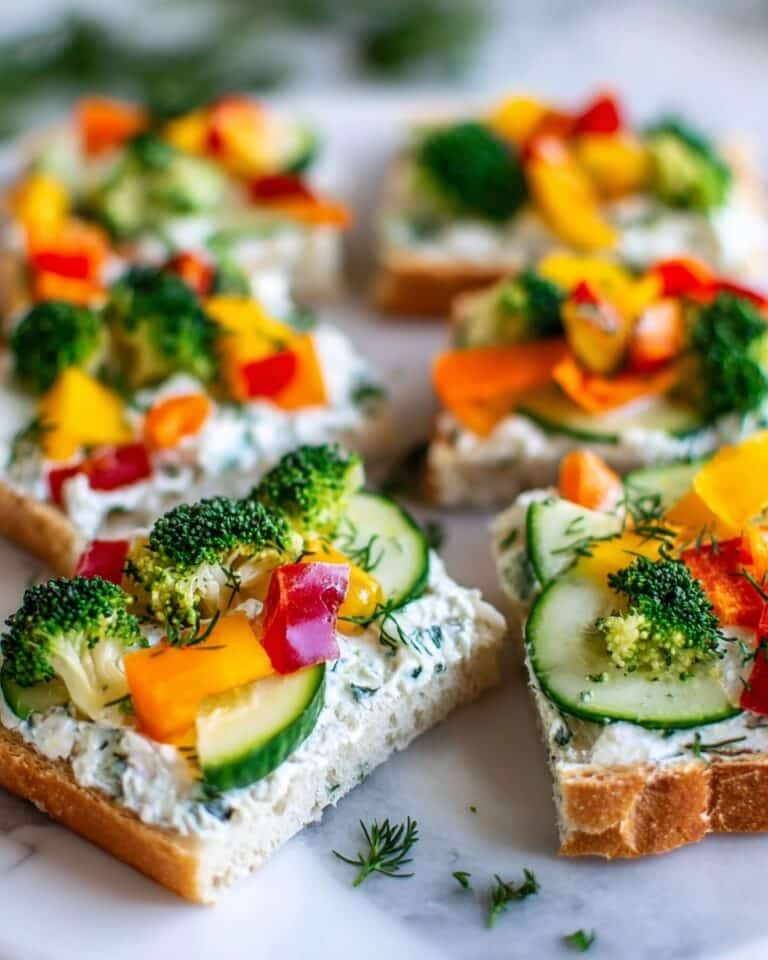 Veggie Pizza with Cream Cheese Dill Spread on Crescent Roll Crust Recipe