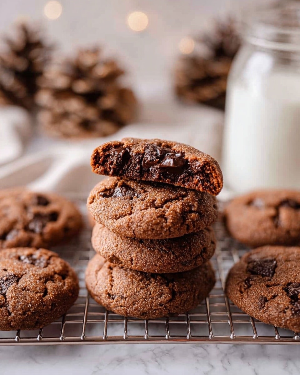 Round cookies with a rough, cracked surface are shown cooling on a metal wire rack. Each cookie has a deep golden-brown color with dark brown chocolate chunks scattered within, creating contrast. The texture looks slightly grainy with some sugar crystals visible on the top. The wire rack rests on a white marbled surface, highlighting the cookies. The arrangement forms a neat grid, showing several cookies closely packed together. photo taken with an iphone --ar 4:5 --v 7