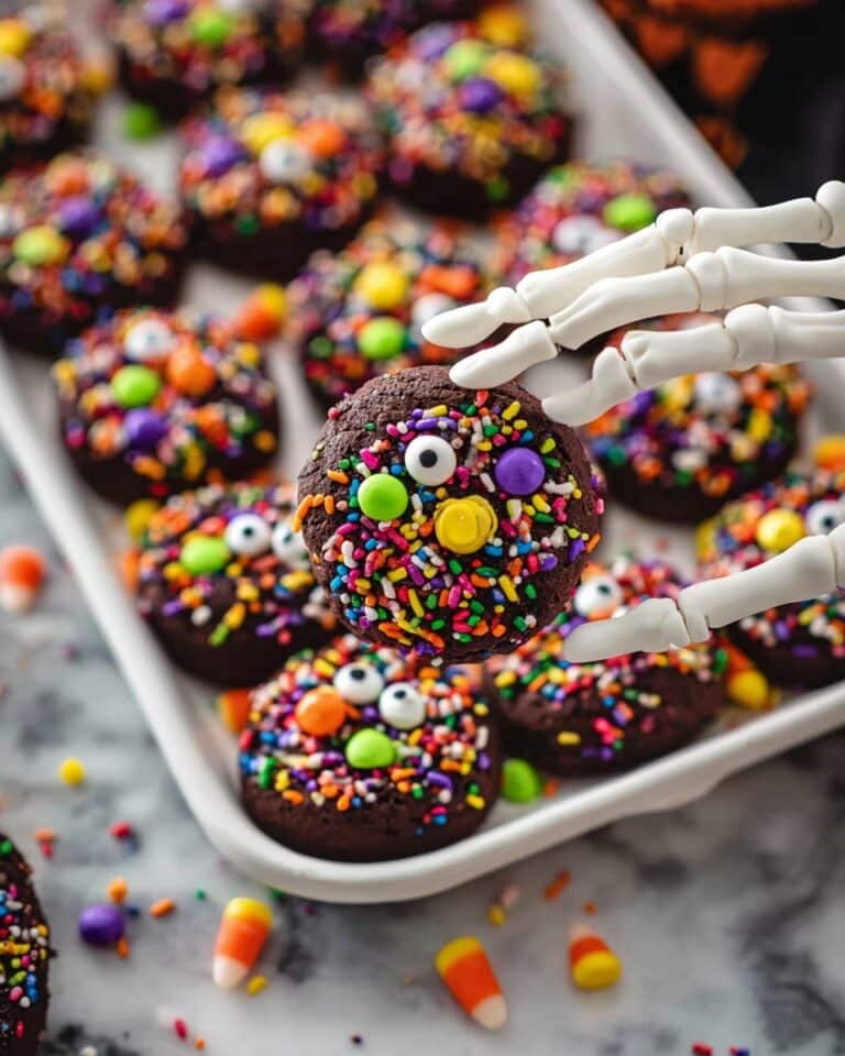 Halloween Cookies with M&Ms, Reese’s Pieces, and Candy Eyeballs Recipe