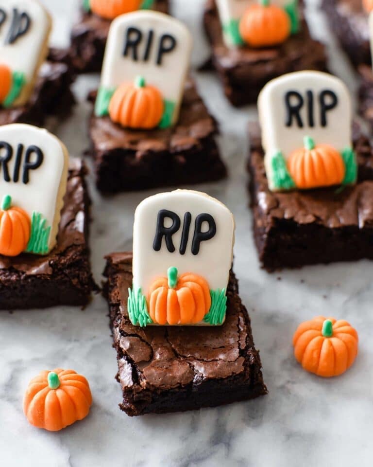 Halloween Brownies with Graveyard Cookies and Green Buttercream Frosting Recipe