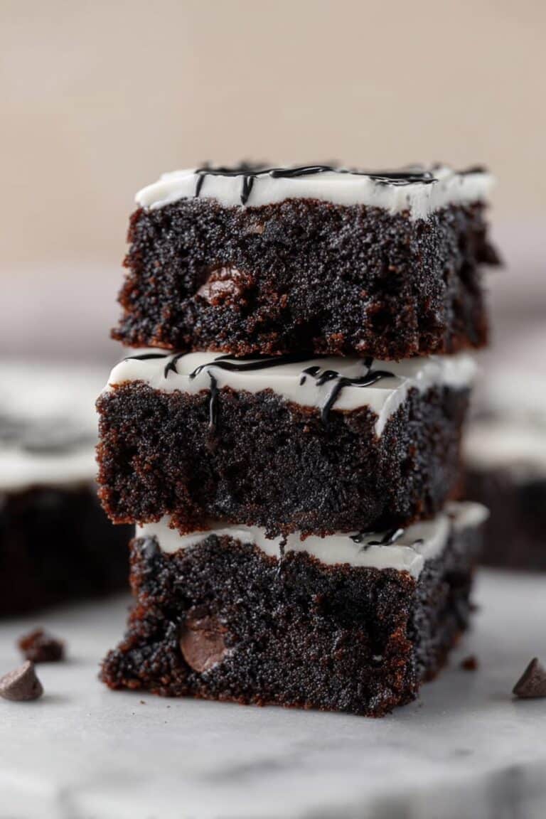 Black Cocoa Brownies with Spider Web Topping Recipe