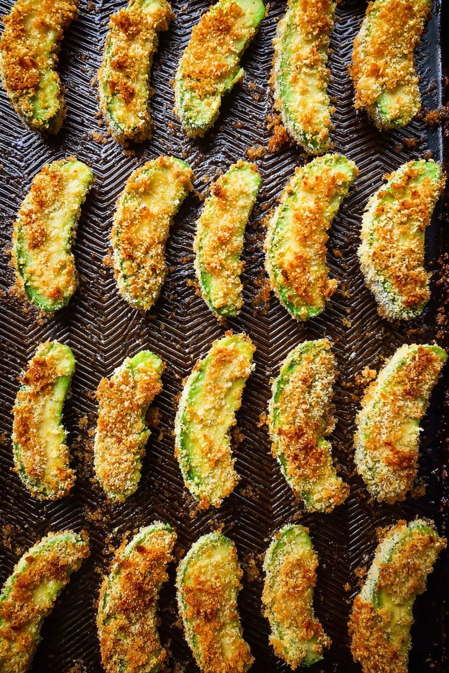 Baked Avocado Fries, healthy avocado snacks, crispy baked avocado slices, vegetarian appetizer ideas, easy avocado recipes - A close-up image of a woman's hand holding a crispy fried avocado wedge with a golden-brown crumbed outer layer and a bright green creamy inside layer. In the background, more fried avocado wedges are piled on a white plate and next to it is a white bowl filled with light orange dipping sauce, all placed on a white marbled surface. The focus is sharp on the avocado wedge in the woman's hand, while the background is softly blurred. photo taken with an iphone --ar 2:3 --v 7