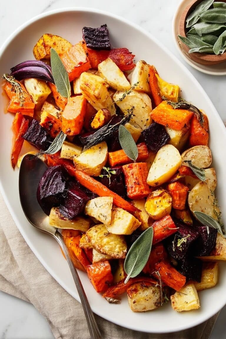 Roasted Root Vegetables with Crispy Sage and Sage Oil Recipe