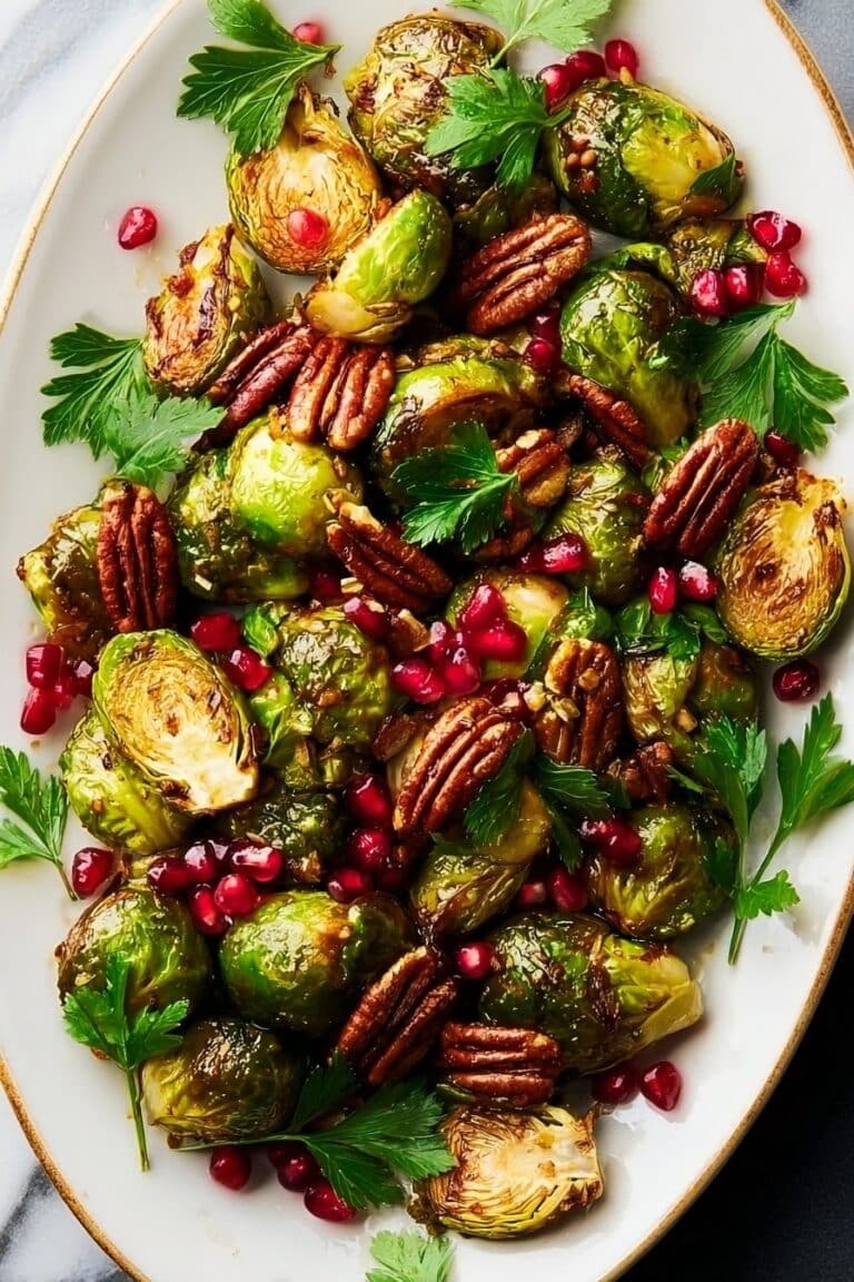 Balsamic Roasted Brussels Sprouts with Pecans and Cranberries Recipe
