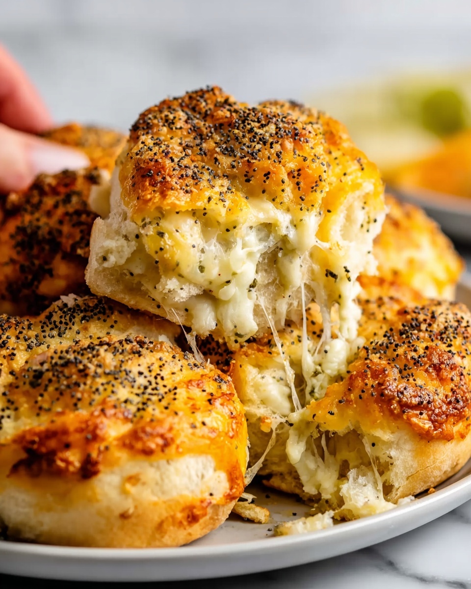 Santa Fe Turkey Sliders, turkey sliders with green chiles, spicy turkey sliders, flavorful slider recipes, easy turkey slider ideas - The image shows a close-up of a freshly baked pastry with a golden-brown crust sprinkled with black poppy seeds. The pastry is filled with creamy layers of white cheese mixed with small chunks of pale green vegetables, and beneath that, there is a layer of shredded orange filling that looks soft and moist. The pastry pieces are stacked slightly on top of each other, with the focus on the front piece showing the textures clearly. The background has a white marbled texture, with hints of blurred elements to keep attention on the pastry. Photo taken with an iphone --ar 2:3 --v 7