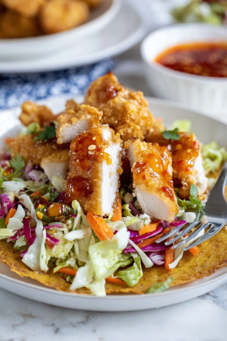 Crunch Chicken Salad on Crispy Egg Roll Base Recipe