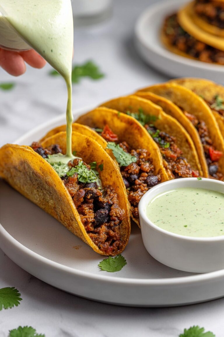 Crispy Ground Turkey Tacos with Avocado Sauce Recipe