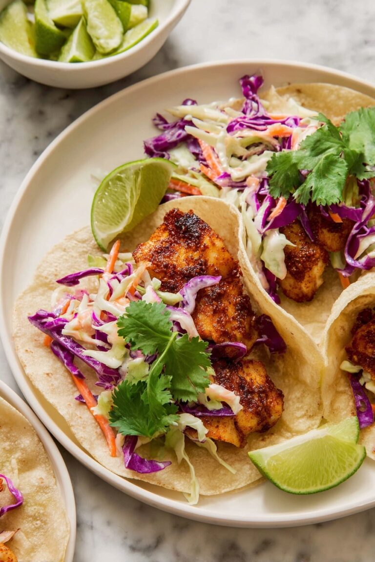 Air Fryer Fish Tacos with Cilantro Lime Slaw Recipe