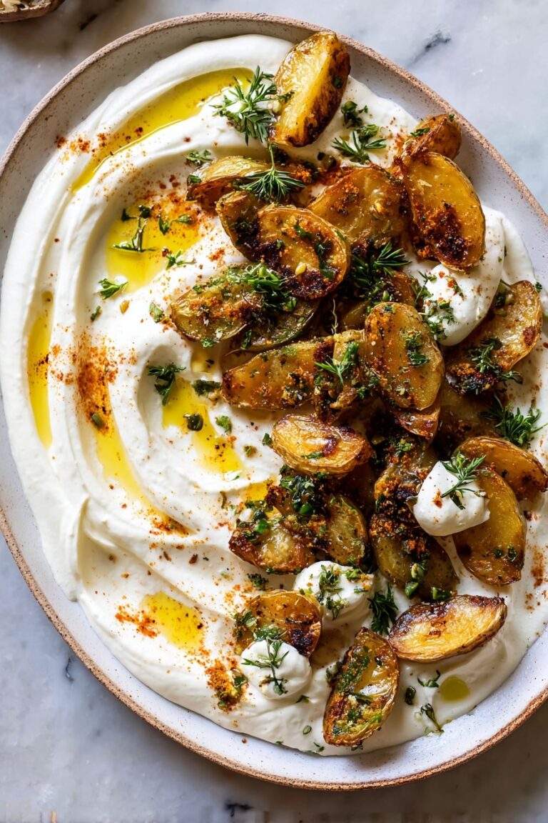 Crispy Herb Roasted Potatoes with Feta Sauce Recipe