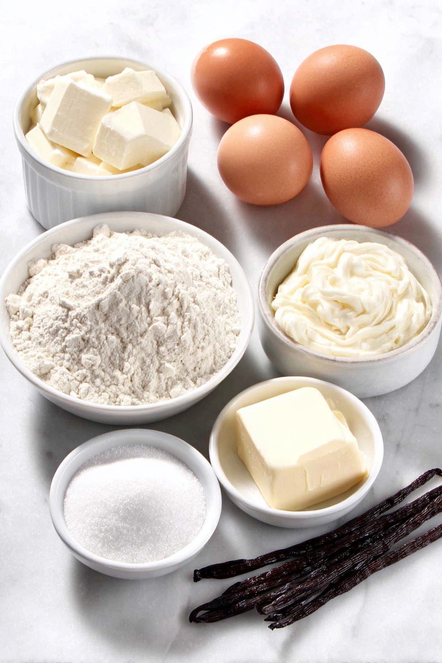 Maple Glazed Donut, homemade donut recipe, easy donut recipe, maple icing donuts, tender donut recipe - Flat lay of a small white ceramic bowl of warm water, a small white ceramic bowl of granulated sugar, a small white ceramic bowl of active dry yeast, a small mound of smooth white bread flour, three large whole brown eggs with clean shells, a small white ceramic bowl of pale yellow butter-flavored shortening, a small white ceramic bowl of light corn syrup, a small white ceramic bowl of powdered sugar, a small white ceramic bowl of golden maple extract, a small white ceramic bowl of clear hot water, a few small sprigs of vanilla bean pods, a small white ceramic bowl of kosher salt, a small white ceramic bowl of baking powder, all arranged with perfect symmetry on a clean white marble surface, soft natural light, photo taken with an iPhone, professional food photography style, fresh ingredients, white ceramic bowls, no bottles, no duplicates, no utensils, no packaging --ar 2:3 --v 7 --p m7354615311229779997