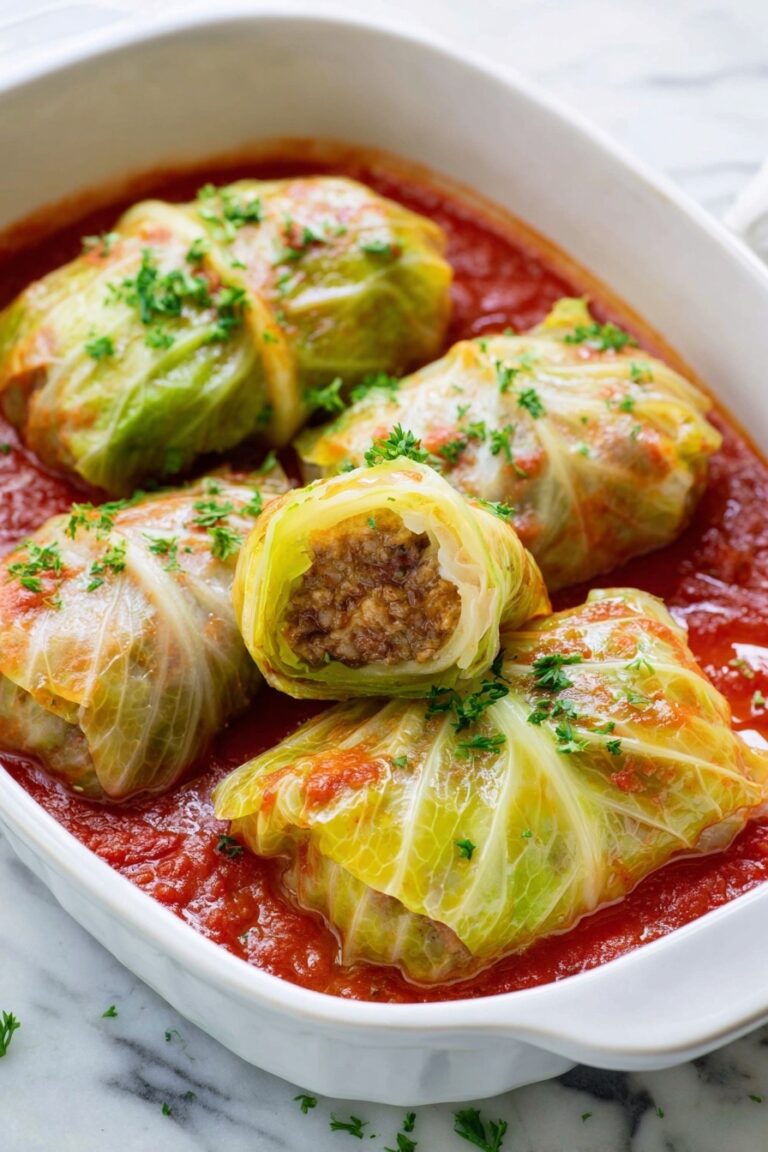 Stuffed Cabbage Rolls with Tomato Sauce Recipe