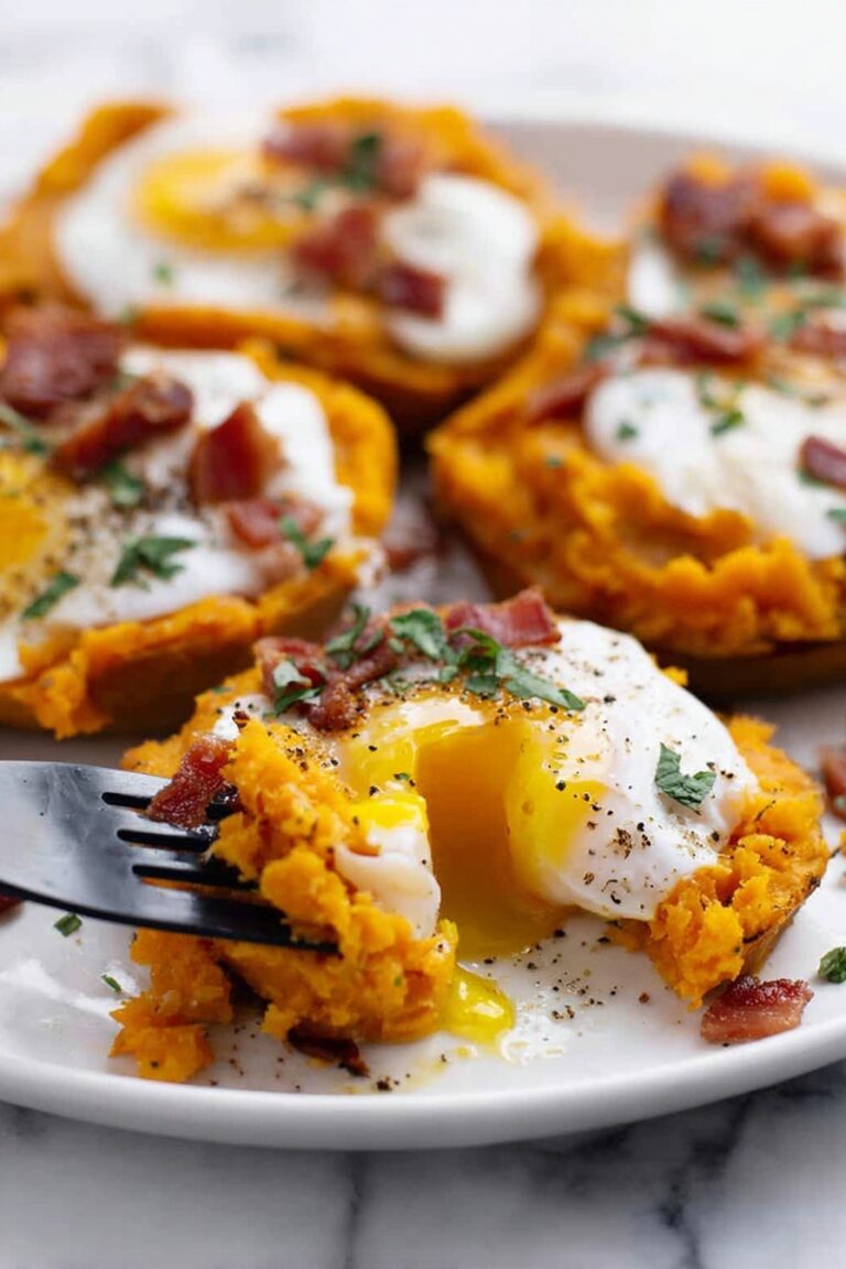 Sweet Potato Breakfast boats with Bacon and Egg Recipe