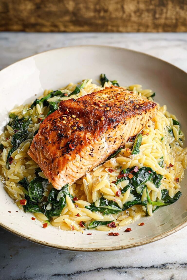 Lemon Salmon Orzo Skillet Recipe