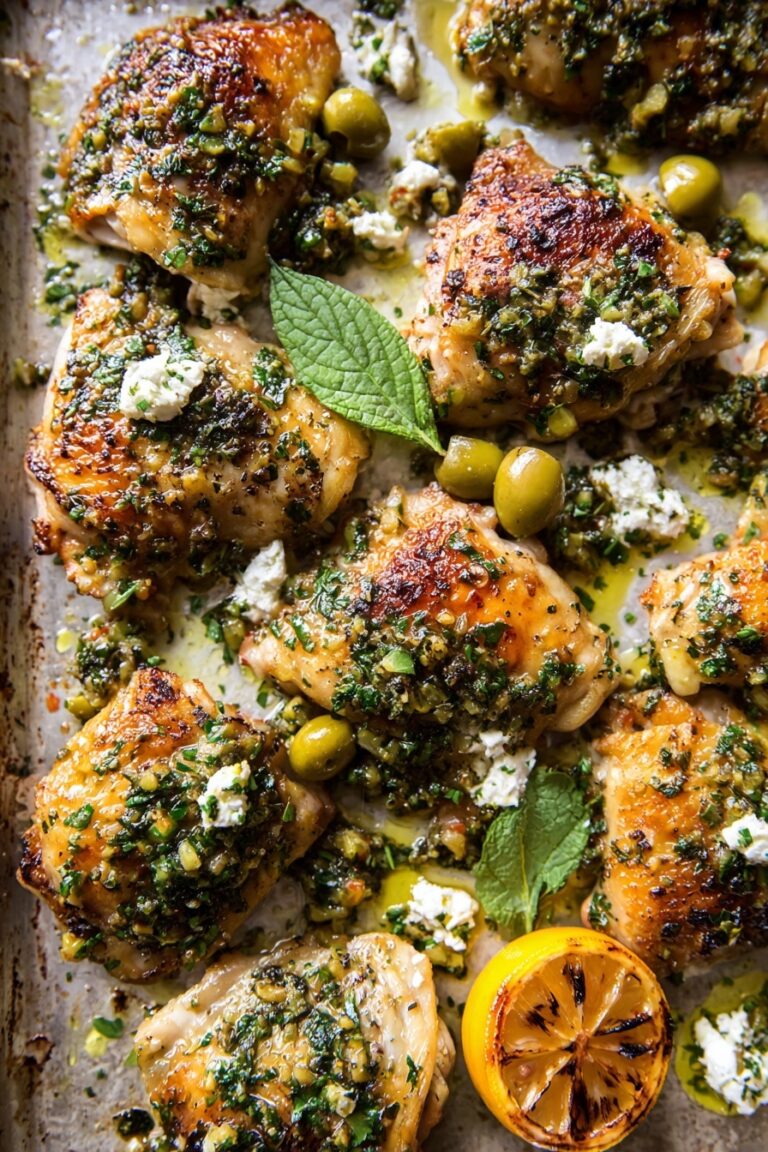 Garlic Lemon Chicken with Olive Lemon Dressing Recipe